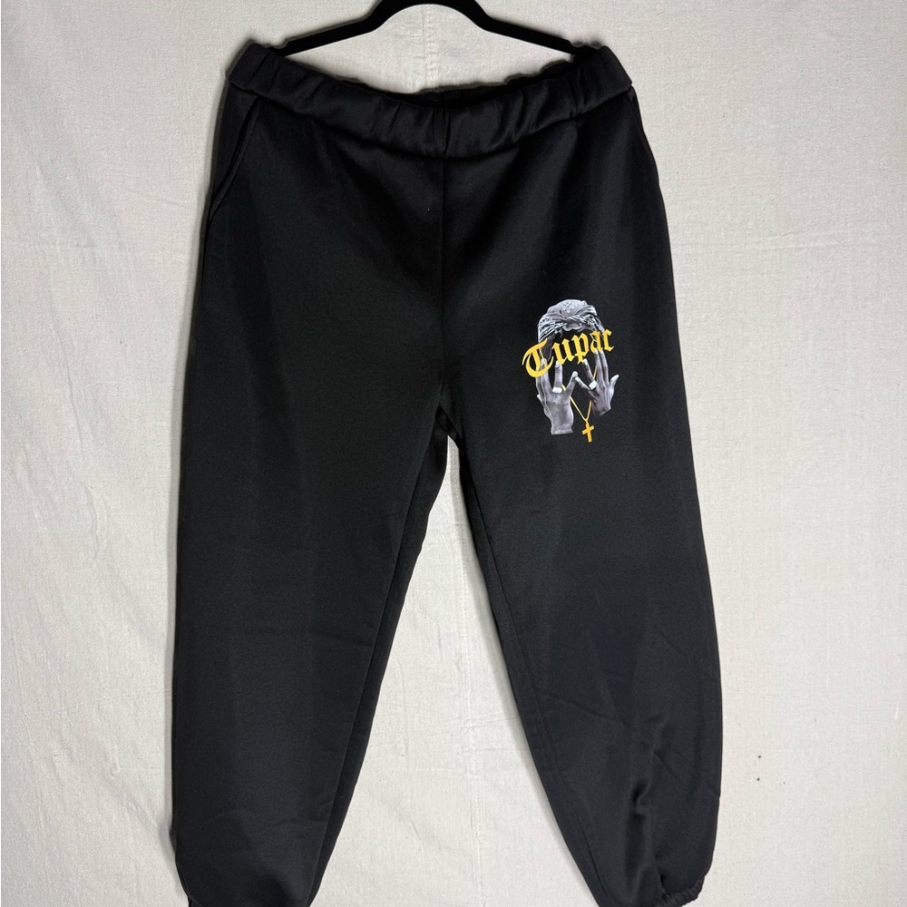 Black Joggers with Tupac Graphic Design